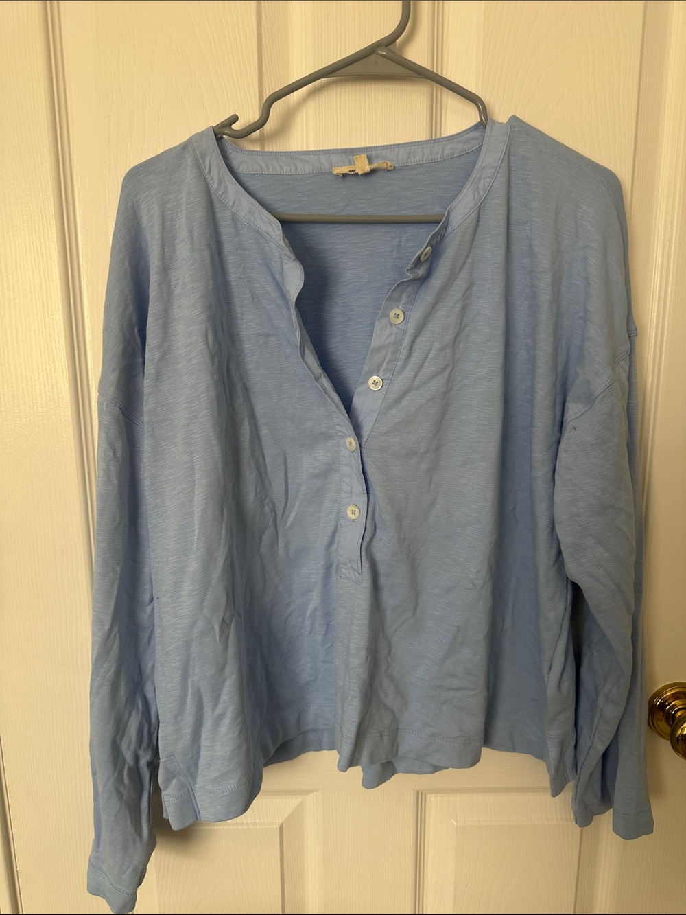 Light Blue Long-Sleeve Henley Shirt by Madewell